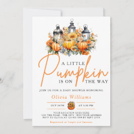 En liten pumpa höst blommande baby shower inbjudningar
