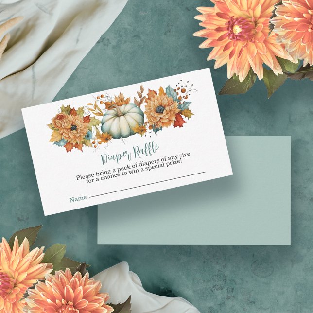 En liten pumpa höst blomster baby shower tilläggskort (A Little Pumpkin Autumn Fall Floral Baby Shower Enclosure Card)