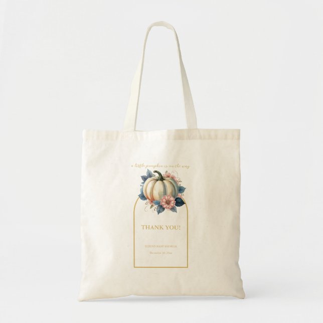 En liten pumpa höst blomster baby shower tygkasse (Framsidan)