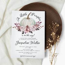 En Liten Pumpa Höst Eleganta Lila Blommor Inbjudningar