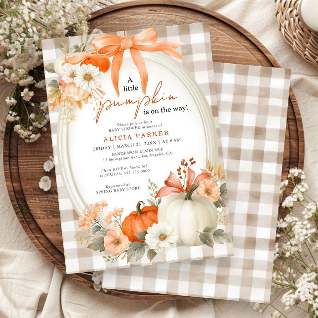 En liten pumpa höst höst orange baby shower inbjudningar (Skapare uppladdad)