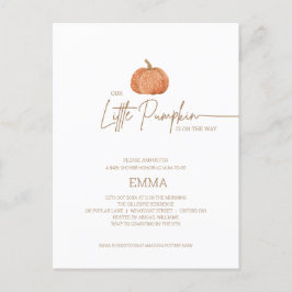 En liten pumpa höst könsneutral baby shower vykort