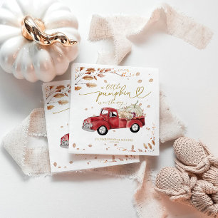 En liten pumpa höst röd lastbil baby shower pappersservett