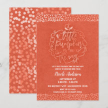 En liten pumpa höst rustik orange baby shower