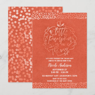 En liten pumpa höst rustik orange baby shower inbjudningar