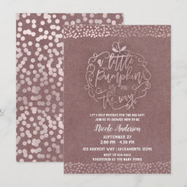 En liten pumpa höst rustik rosé guld baby shower inbjudningar