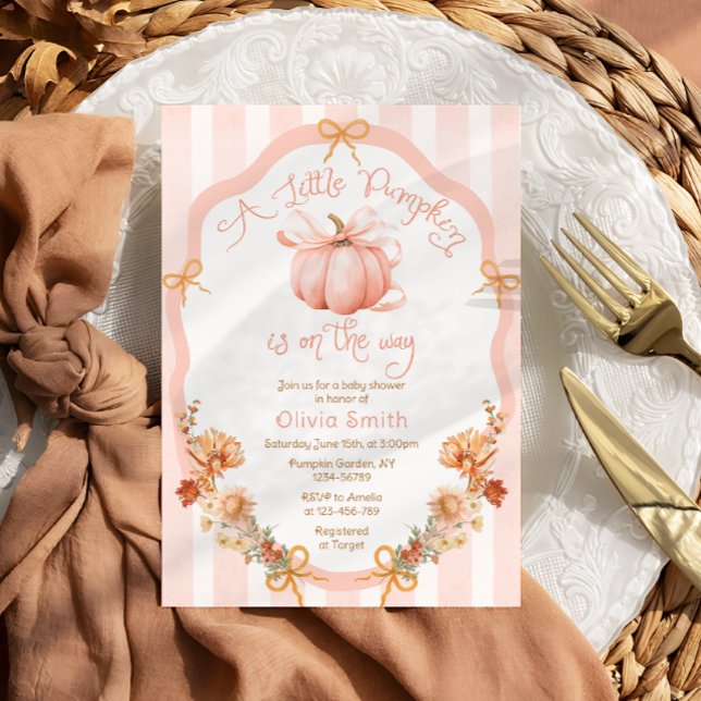 En liten pumpa höstblommig baby shower inbjudningar (Skapare uppladdad)
