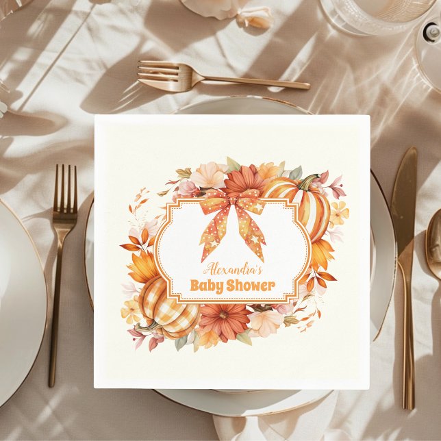 En liten pumpa höstblommig baby shower pappersservett (Skapare uppladdad)