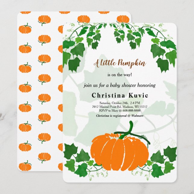 En Liten Pumpa Inbjudningar (Fram/baksida)