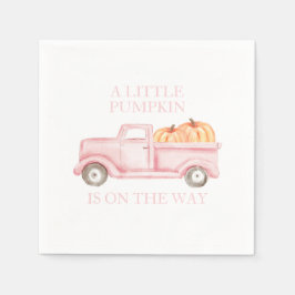 En liten pumpa ljusrosa lastbil baby shower pappersservett