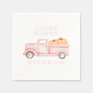 En liten pumpa ljusrosa lastbil baby shower pappersservett