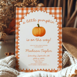 En liten pumpa nyckfull orange höst baby shower inbjudningar