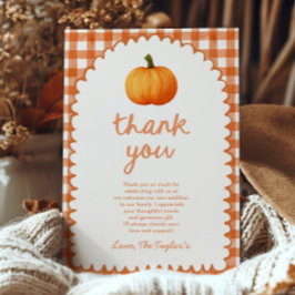 En liten pumpa nyckfull orange höst baby shower tack kort