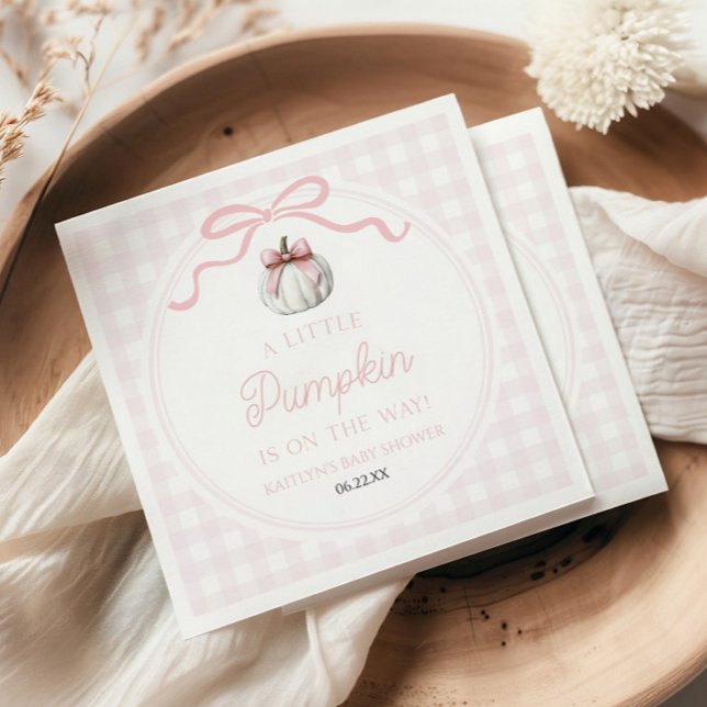 En liten pumpa rosa båge höst baby shower pappersservett (Skapare uppladdad)
