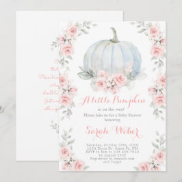 En liten pumpa rosa faller en liten duschflicka inbjudningar