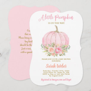 En liten pumpa rosa faller en liten duschflicka inbjudningar