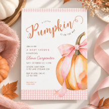 En liten pumpa rosa rosett rutig babyfirande