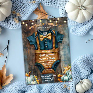 En liten pumpa rustik baby shower inbjudan