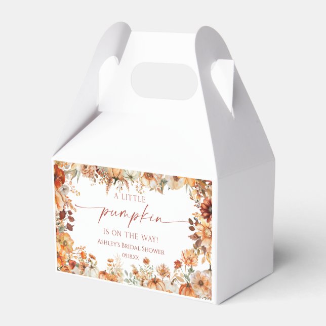 En liten pumpa rustik blomster baby shower presentaskar (Framsidan Sidan)