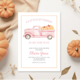En liten pumpabarn Baby Shower Rosa lastbil Inbjud Inbjudningar