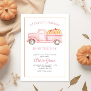 En liten pumpabarn Baby Shower Rosa lastbil Inbjud Inbjudningar