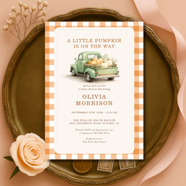 En liten pumpabarnvagn för höst-baby shower inbjudningar (Skapare uppladdad)