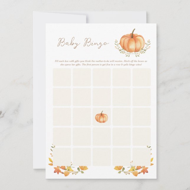 En liten pumpafall | Baby Shower Bingo-kort Inbjudningar (Framsida)
