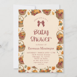 En liten pumpakorg vinröd baby shower-båge inbjudningar