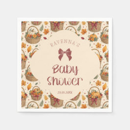 En liten pumpakorg vinröd baby shower-båge pappersservett