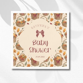 En liten pumpakorg vinröd baby shower-båge pappersservett