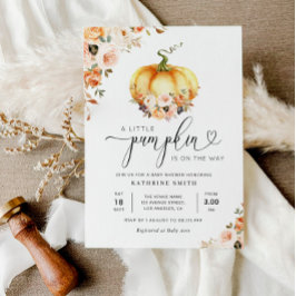 En liten pumpdocka för  blommigt i guld inbjudningar