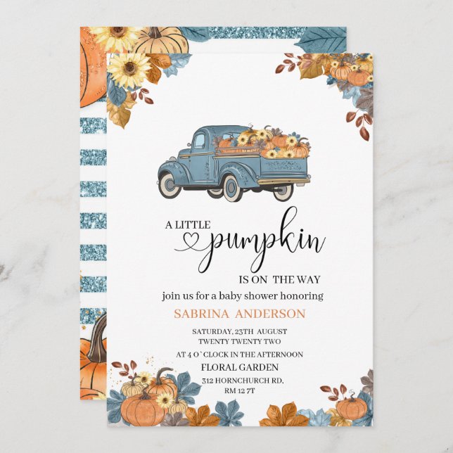 En liten pumpduschinbjudan. inbjudningar (Fram/baksida)