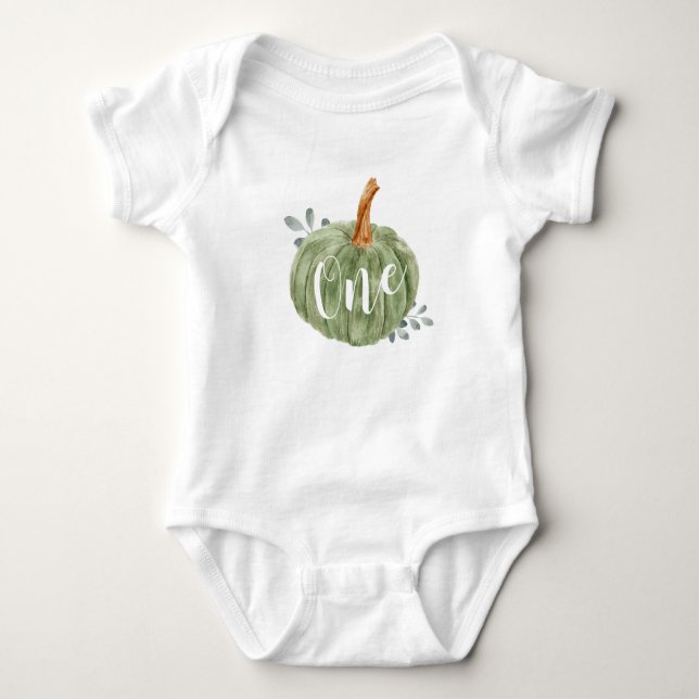 En liten Pumpkin 1st Birthday Boy Baby Bodykostym T Shirt (Framsida)