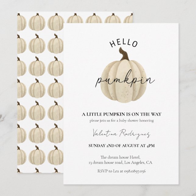 En liten Pumpkin är på babyduschen Inbjudningar (Fram/baksida)