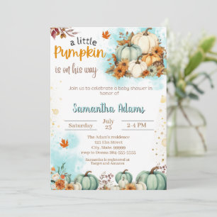 En liten Pumpkin är på hans sätt att visa babyskor Inbjudningar
