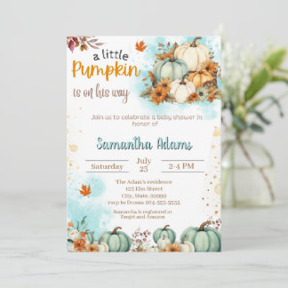 En liten Pumpkin är på hans sätt att visa babyskor Inbjudningar