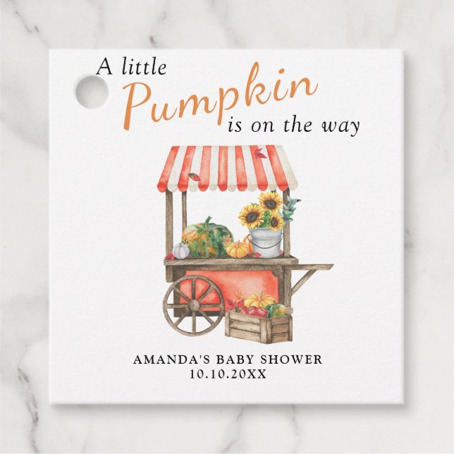 En liten Pumpkin är på väg att bli babyskare Gåvor Etiketter (Framsida)