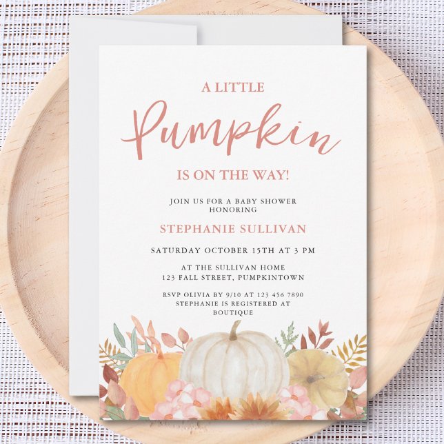 En liten Pumpkin är på väg att visa sig vara babys Inbjudningar (Skapare uppladdad)