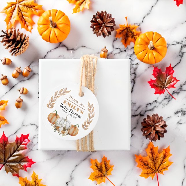 En liten Pumpkin är på väg - babyskabruk Gåvor Etiketter (Skapare uppladdad)