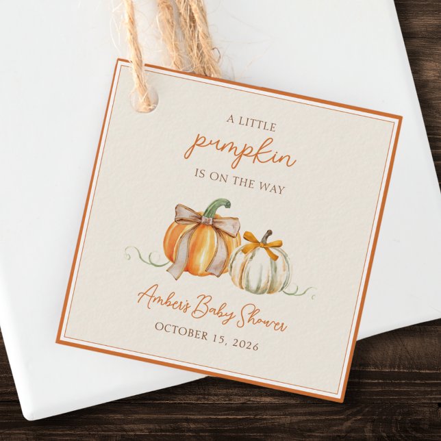 En liten Pumpkin är på väg! Fall Baby Shower Gåvor Etiketter (Skapare uppladdad)