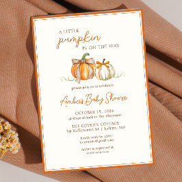 En liten Pumpkin är på väg! Fall Baby Shower Inbjudningar