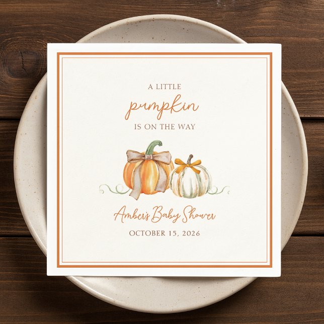 En liten Pumpkin är på väg! Fall Baby Shower Pappersservett (Skapare uppladdad)