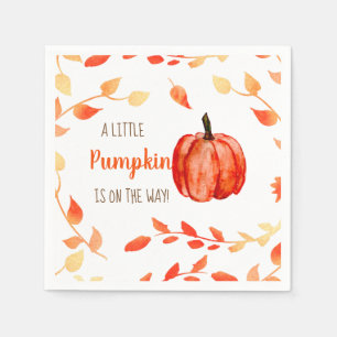 En liten Pumpkin är på väg som Fall Baby Shower Pappersservett