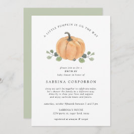 En liten Pumpkin är på vägen Enhet-by-vattenfärg Inbjudningar