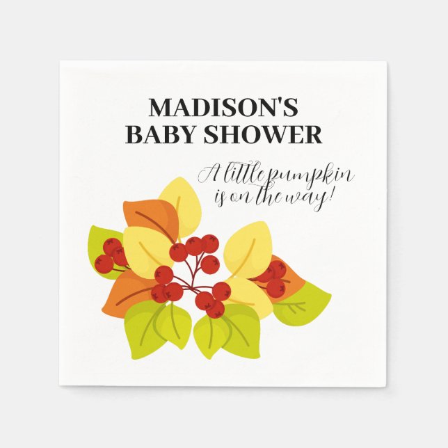 En liten Pumpkin är på vägen Höst löv Fall Pappersservett (Framsidan)