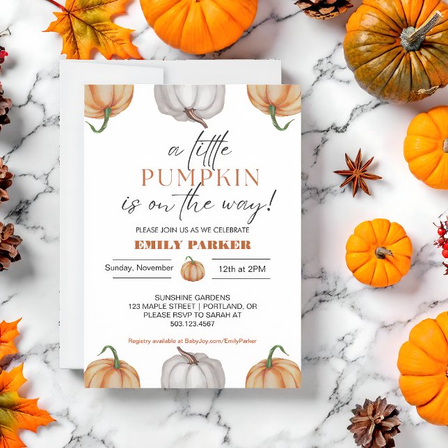 En liten Pumpkin är på Way Baby Shower Inbjudningar (Skapare uppladdad)