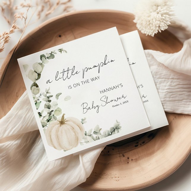 En liten Pumpkin är på Way Baby Shower Pappersservett (Skapare uppladdad)