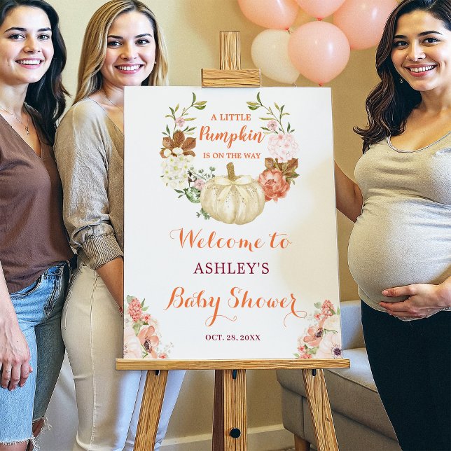 En liten Pumpkin är på Way Baby Shower-skylten Poster (Skapare uppladdad)