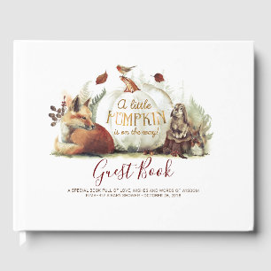 En liten Pumpkin är på Way Fall Baby Shower Gästböcker