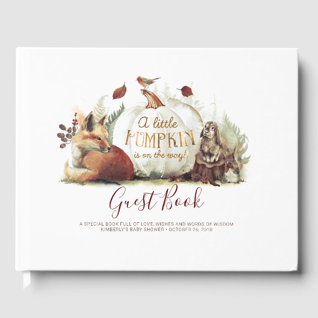 En liten Pumpkin är på Way Fall Baby Shower Gästböcker (Framsida)